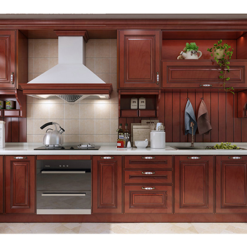Custom American Wooden Kitchen Cabinets Cherry Color